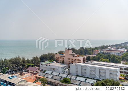 Prachuap Khiri Khan, Thailand, 1 Feb 2020, Environment of the white sand and beach for relaxing and enjoying traveler or people who came for holiday time with family at Hua Hin Beach. Thailand Prachuap Khiri Khan, Thailand, 1 Feb 2020, Environment of the white sand and beach for relaxing and enjoying traveler or people who came for holiday time with family at Hua Hin Beach. Thailand 118270182