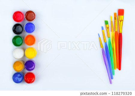 paint and color brushes, artistic materials paint and color brushes, artistic materials 118270320