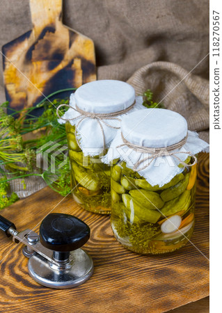 marinated cucumbers, cucumbers in a bowl, Cucumber pickle set 118270567