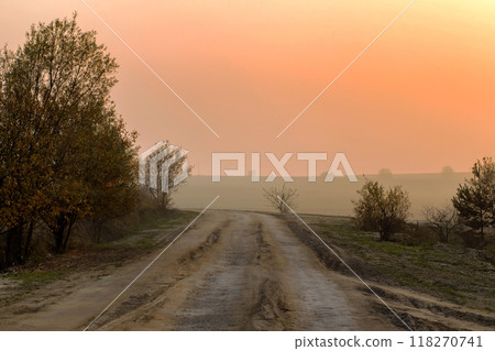 beautiful Ukrainian landscape. Road to the village 118270741
