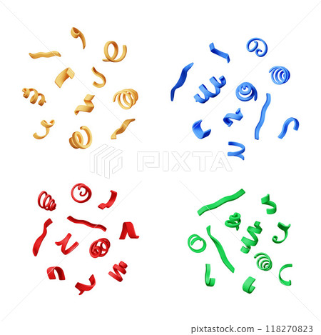 3D party ribbon confetti set isolated 3D party ribbon confetti set isolated 118270823