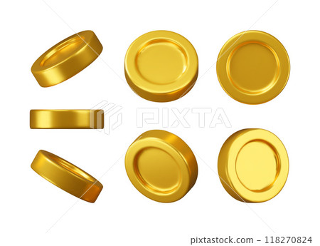 3D gold coin icon set isolated 3D gold coin icon set isolated 118270824