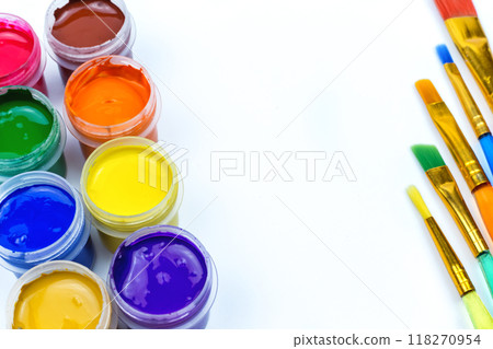paint and color brushes, artistic materials 118270954