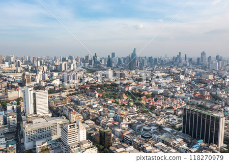 A view from above provides a stunning look at the urban landscape of Bangkok. 118270979