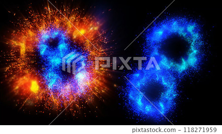 a bright magical flash resembles multi-colored and fiery fireworks 118271959
