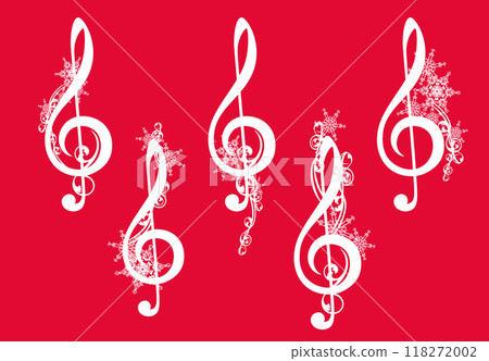winter season musical treble clef with snowflakes vector design set 118272002