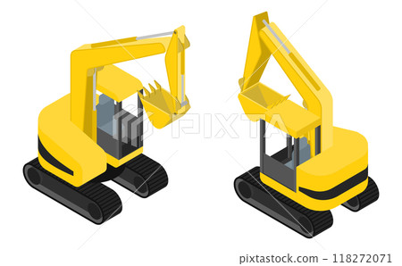 等距插圖:挖土機車 等距插圖:挖土機車 118272071