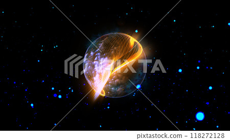 energy sector.Futuristic magical plasma circle  glows in space. 118272128