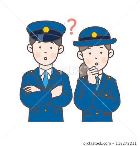 一位憂心忡忡的警察的上半身插圖 118272211