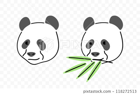 Panda head, chinese panda chewing bamboo, graphic design. Panda bear, animal, wildlife and zoo, vector design and illustration Panda head, chinese panda chewing bamboo, graphic design. Panda bear, animal, wildlife and zoo, vector design and illustration 118272513