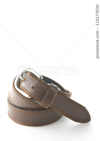 Brown belt photographed on a white background 118273030