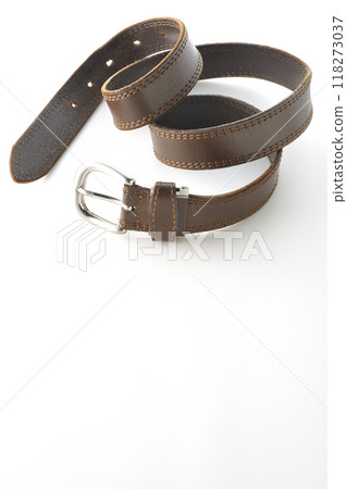 Brown belt photographed on a white background 118273037