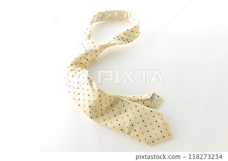 A polka dot tie photographed on a white background A polka dot tie photographed on a white background 118273234