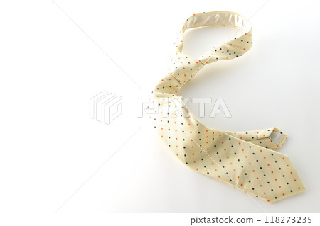 白色背景下拍攝的圓點領帶 118273235