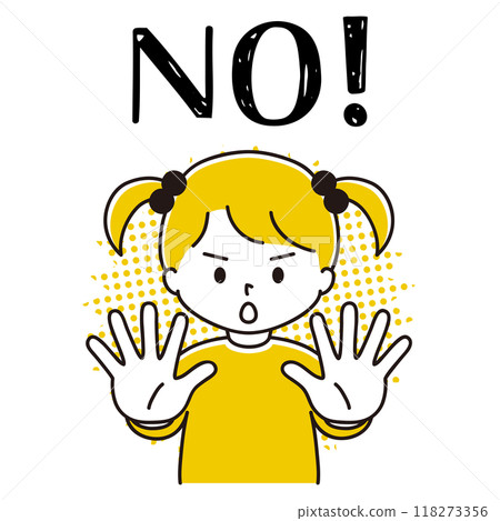 一個女孩將手伸到身體前面拒絕「不」的插圖 118273356