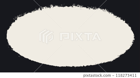 Rough edges oval frame vector. Grunge vintage oval paint stain silhouette with torn edges. Vector silhouette for stickers, banners for dark background. 118273411
