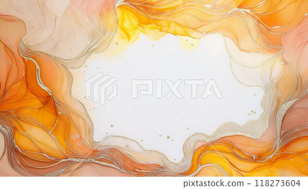 Light pastel orange and gold alcohol ink art frame background Light pastel orange and gold alcohol ink art frame background 118273604
