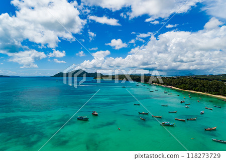Beautiful sea beach and waves texture in sunny summer day background,Phuket Thailand 118273729