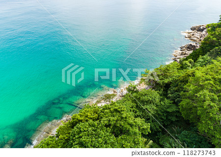 Top view Sea Shore at Phuket Thailand beautiful seacoast in open sea summer season background Top view Sea Shore at Phuket Thailand beautiful seacoast in open sea summer season background 118273743