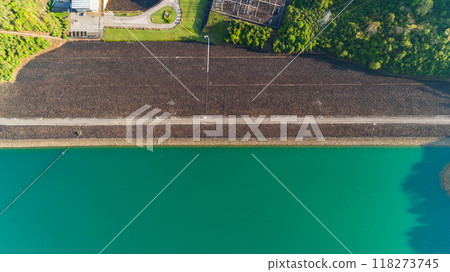Aerial view drone shot of scenery mountain tropical rainforest in thailand 118273745