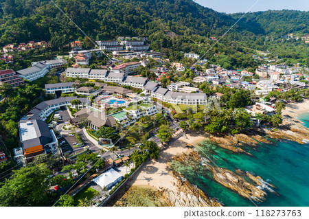 Top view Sea Shore at Phuket Thailand beautiful seacoast in open sea summer season background 118273763