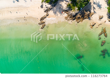 Top view Sea Shore at Phuket Thailand beautiful seacoast in open sea summer season background 118273764