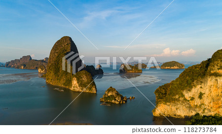 Aerial view Drone shot of Sametnangshe landscape view located in Phang-nga Thailand Beautiful sea Amazing landscape nature view Aerial view Drone shot of Sametnangshe landscape view located in Phang-nga Thailand Beautiful sea Amazing landscape nature view 118273784