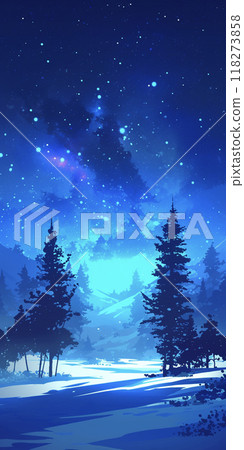 冬夜AI影像上的雪山景觀 118273858