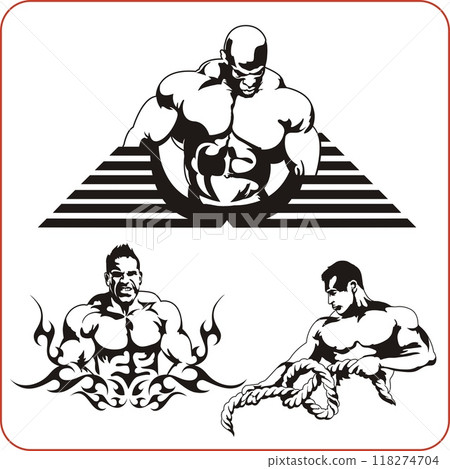 Bodybuilding and Fitness - vector illustration. 118274704