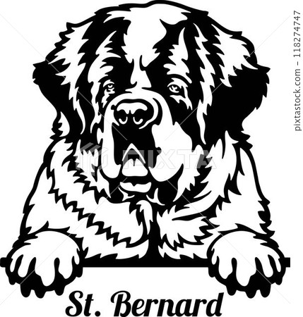 Peeking Saint Bernard - Dog lover owner gift - Dog cut file - Peeking Dog Cut Stencil 118274747