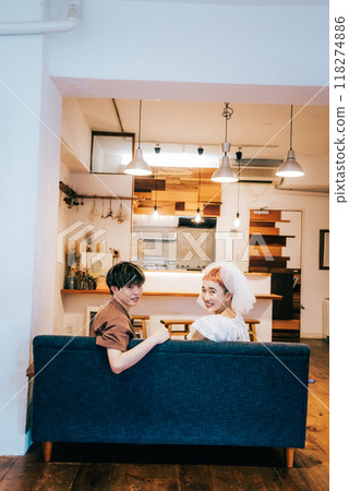 Couple enjoying a date at home Couple enjoying a date at home 118274886