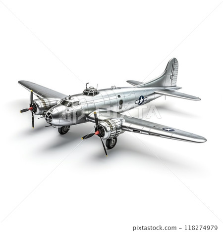 Miniature model of a vintage WWII military aircraft bomber, plane 118274979