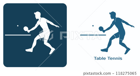 Young man playing table tennis. Ping Pong Emblem. 118275065