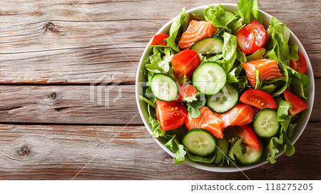 Healthy salad of salmon and vegetables 118275205