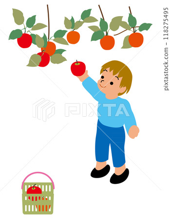 Illustration of children experiencing apple picking 02 118275495
