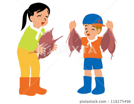 孩子體驗挖地瓜的插畫01 孩子體驗挖地瓜的插畫01 118275496