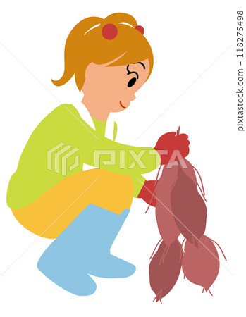 Illustration of children digging sweet potatoes 03 Illustration of children digging sweet potatoes 03 118275498