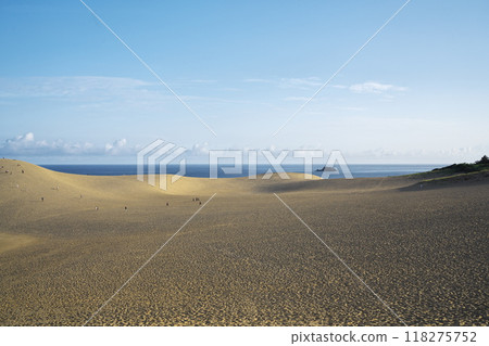 Summer in Tottori Prefecture: Whale Island in the Sea of Japan seen from the Tottori Sand Dunes Summer in Tottori Prefecture: Whale Island in the Sea of Japan seen from the Tottori Sand Dunes 118275752