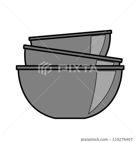 Illustration of bowls of various sizes stacked on top of each other 118276407