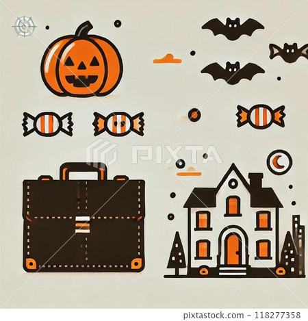 A simple Halloween illustration with the bag replaced with candy. A simple Halloween illustration with the bag replaced with candy. 118277358
