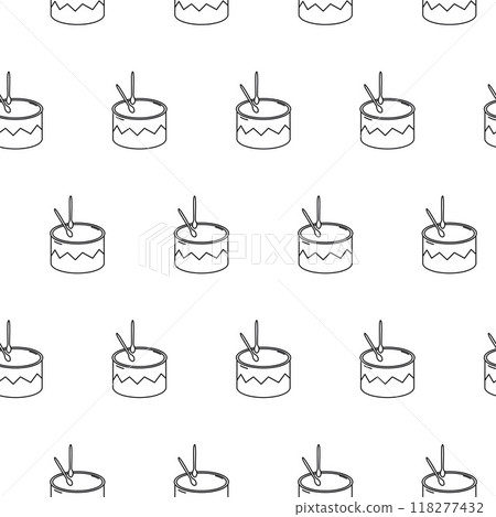 Black and white doodle drums seamless pattern. Vector Linear Illustration, Musical Instrument Background for Coloring book, Wrapping Paper, Cover. Print. Music and Sound Concept Template Black and white doodle drums seamless pattern. Vector Linear Illustration, Musical Instrument Background for Coloring book, Wrapping Paper, Cover. Print. Music and Sound Concept Template 118277432