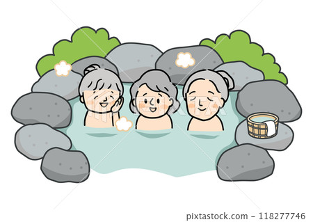 三位老年婦女夏季露天浴 118277746