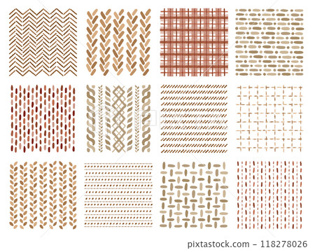 A set of hand-drawn stitch and knitting patterns 118278026