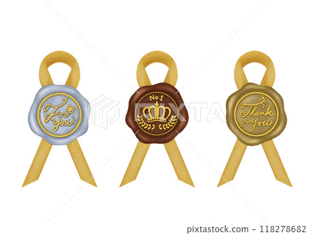 Gold ribbon sealing stamp Gold ribbon sealing stamp 118278682