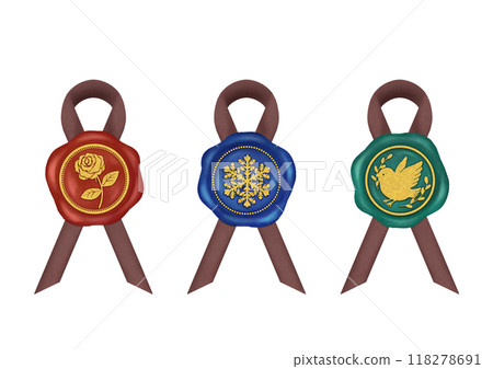 Brown ribbon sealing stamp Brown ribbon sealing stamp 118278691