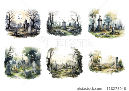 Graveyard Collection Bundle Set Isolated on a Transparent Background 118278948