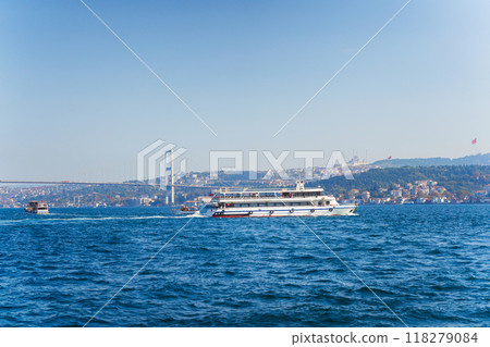 View of the Bosphorus Bridge and the Asian side of the Uskudar district in Istanbul View of the Bosphorus Bridge and the Asian side of the Uskudar district in Istanbul 118279084