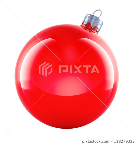 Red Christmas ball, ornament. 3D rendering Red Christmas ball, ornament. 3D rendering 118279322