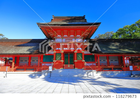 [Oita Prefecture] Upper Shrine of Usa Jingu Shrine on a clear day 118279673
