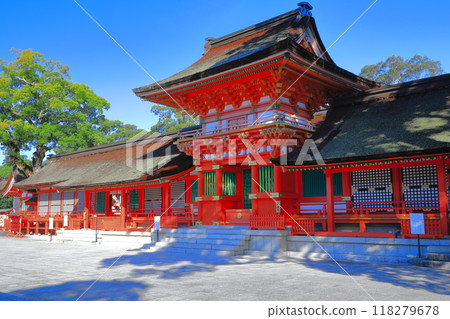 [Oita Prefecture] Upper Shrine of Usa Jingu Shrine on a clear day 118279678